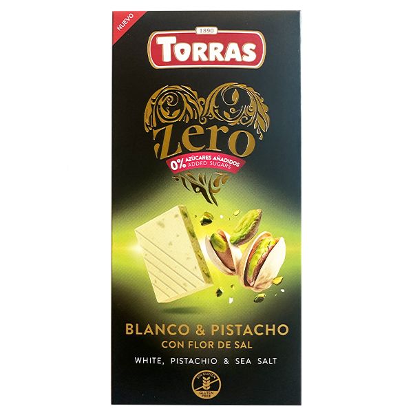 Torras Zero White Chocolate with Pistachios and Sea Salt 125g