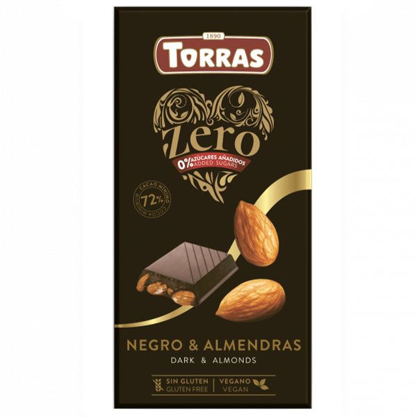 Torras Zero Dark Chocolate with Almonds 150g