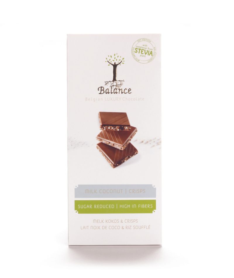 Balance Stevia Excl. Tablet Milk Coconut & Crisps 85g