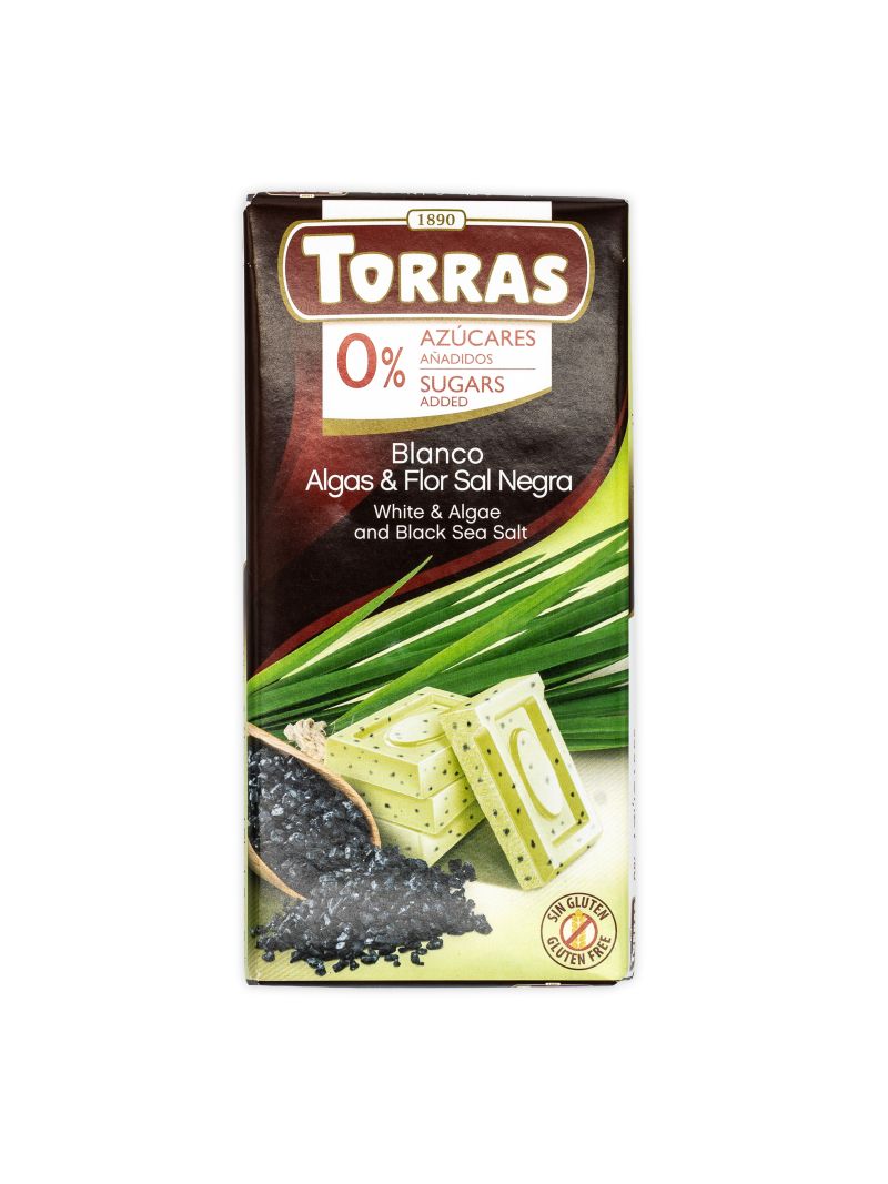 Torras White&Algae and Black Sea Salt Chocolate 75g