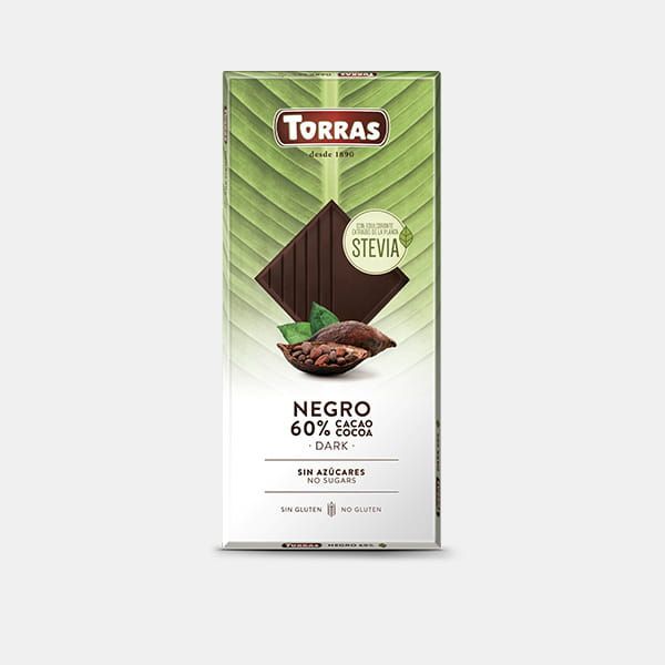 Torras Chocolate Negro 60% Cacao con Stevia 100g