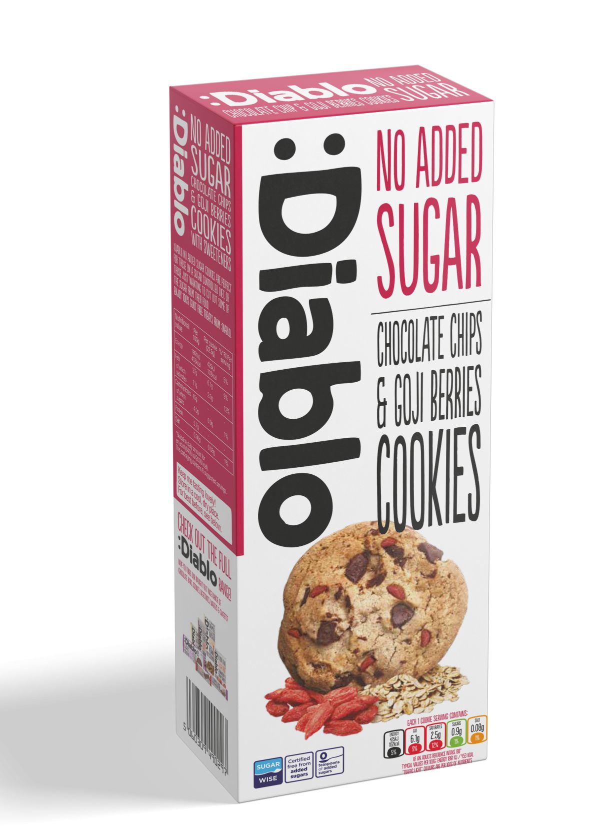 Diablo No Added Sugar Chocolate Chips & Goji Berries Cookies 135g