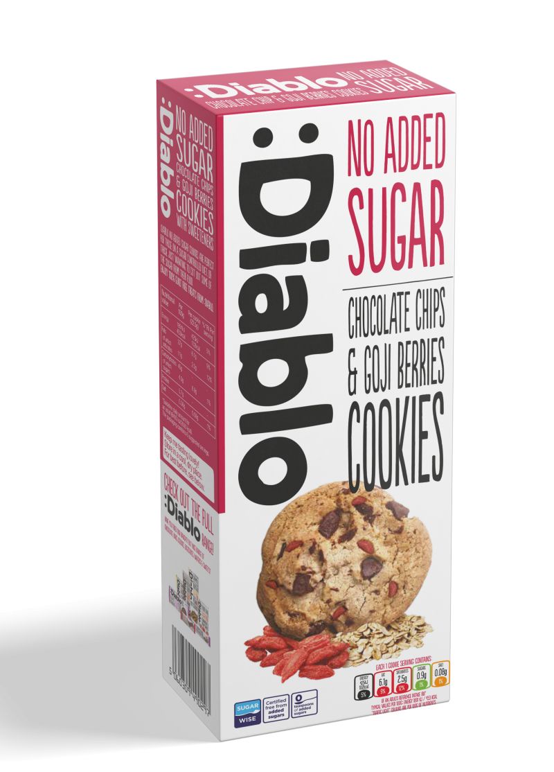 Diablo Cookies aux pépites de chocolat sans sucre ajouté et baies de goji 135g