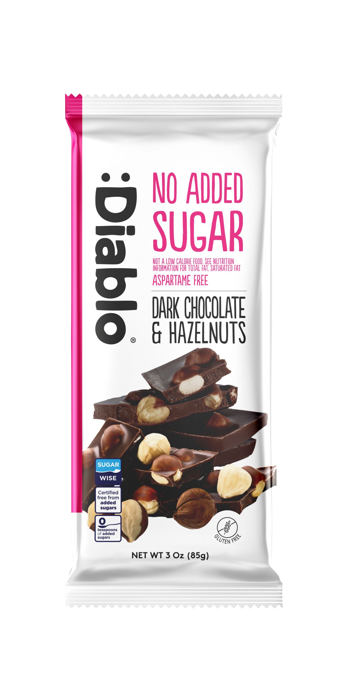 Diablo Chocolate Negro Sin Azúcar Añadido con Avellanas 85g