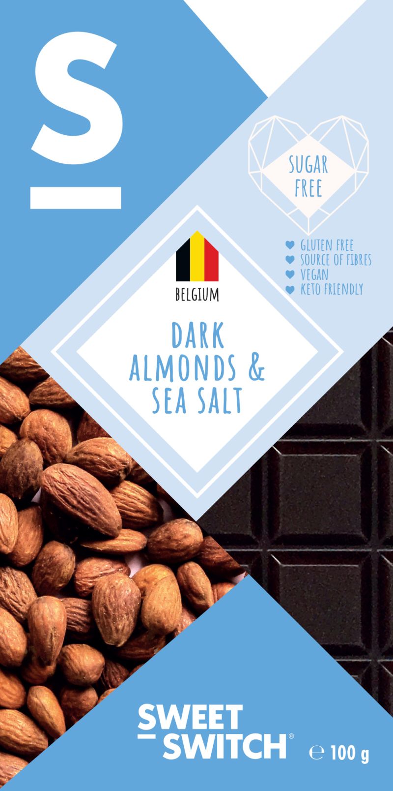 Sweet Switch Dark Almonds & Sea Salt Chocolate 100g