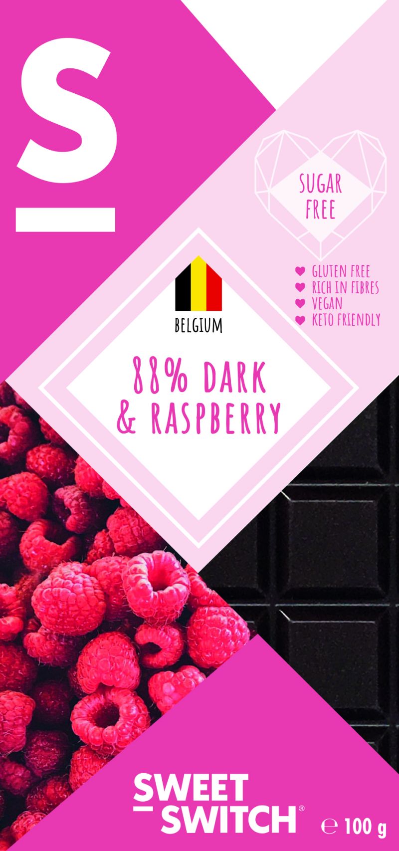 Sweet Switch 88% Dark & Raspberry Chocolate 100g