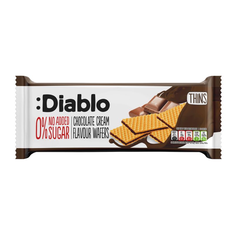 Diablo No Added Sugar Chocolate Cream Flavour Wafers 150g