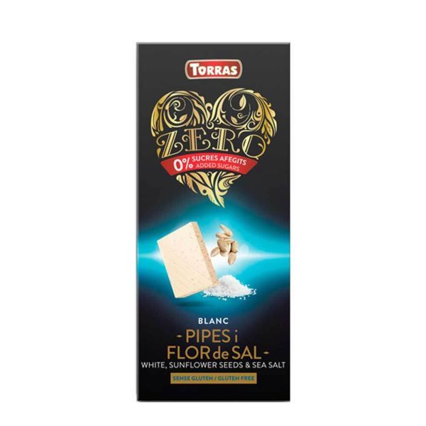 Torras Zero Witte Zonnebloempitten & Zeezout Chocolade 125g