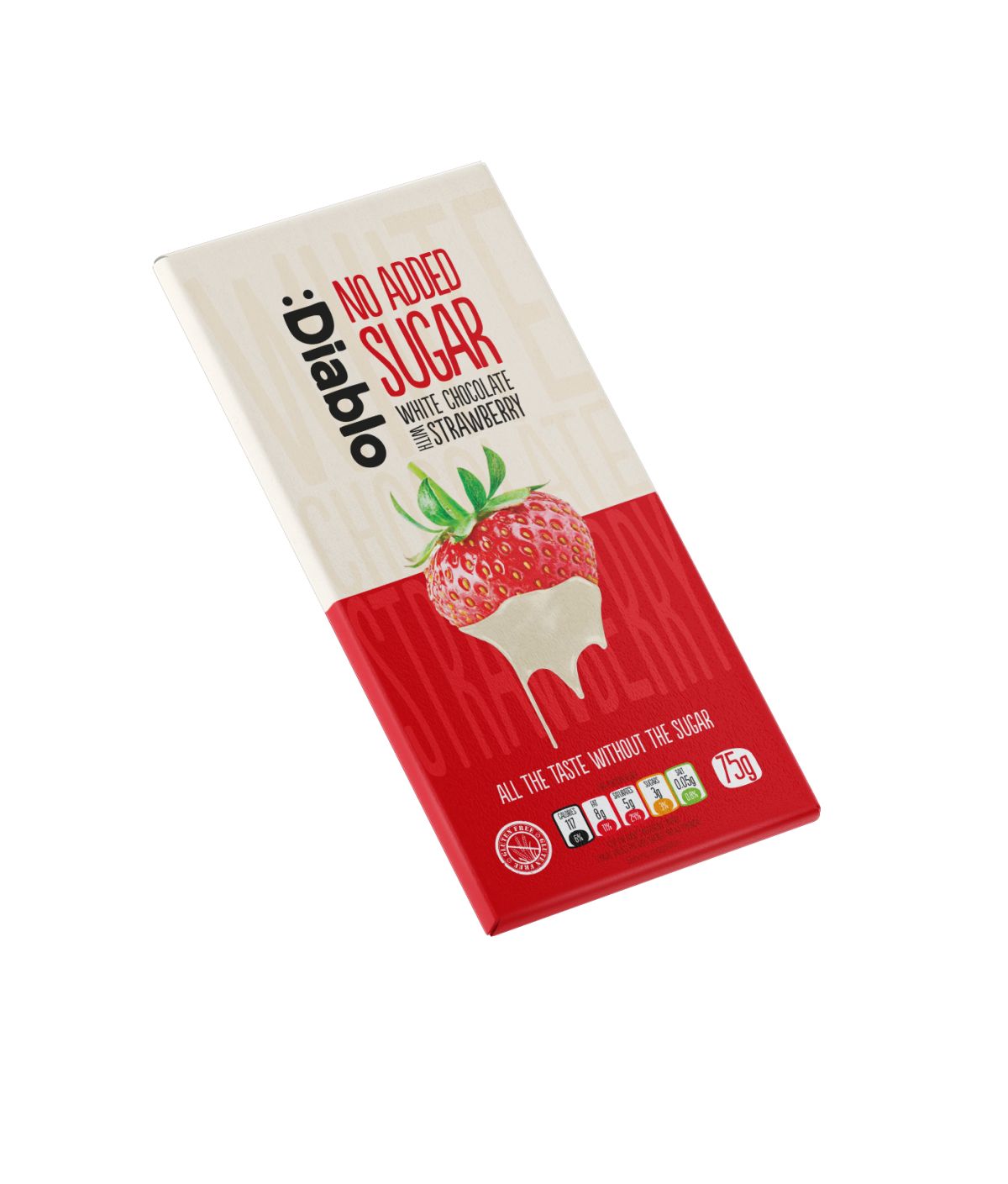 Diablo No Added Sugar White Chocolate with Strawberry 75g