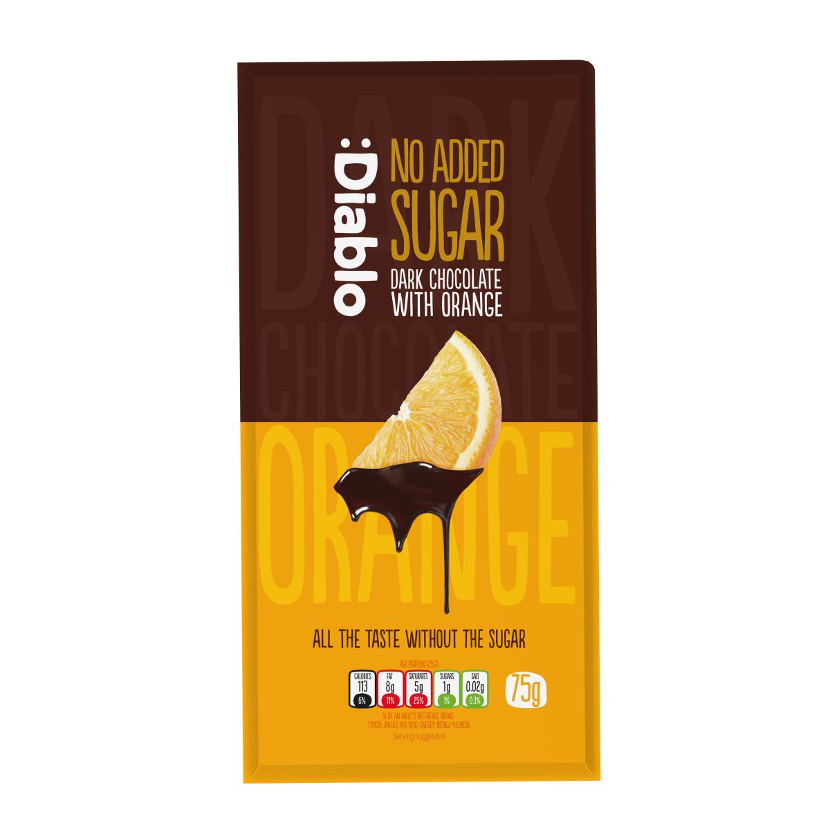 Diablo No Added Sugar Dark Chocolate with Orange 75g