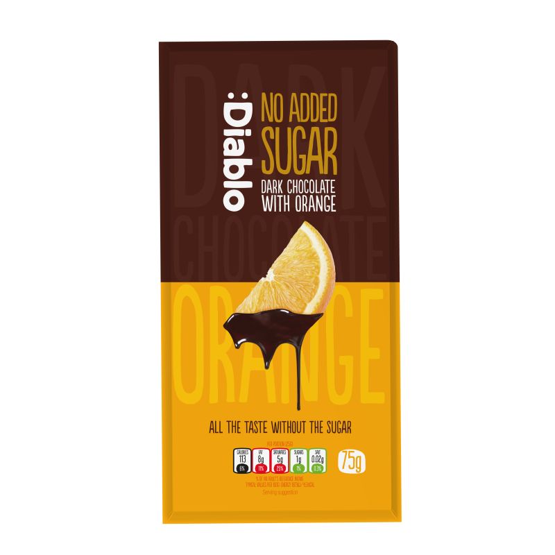 Diablo No Added Sugar Dark Chocolate with Orange 75g