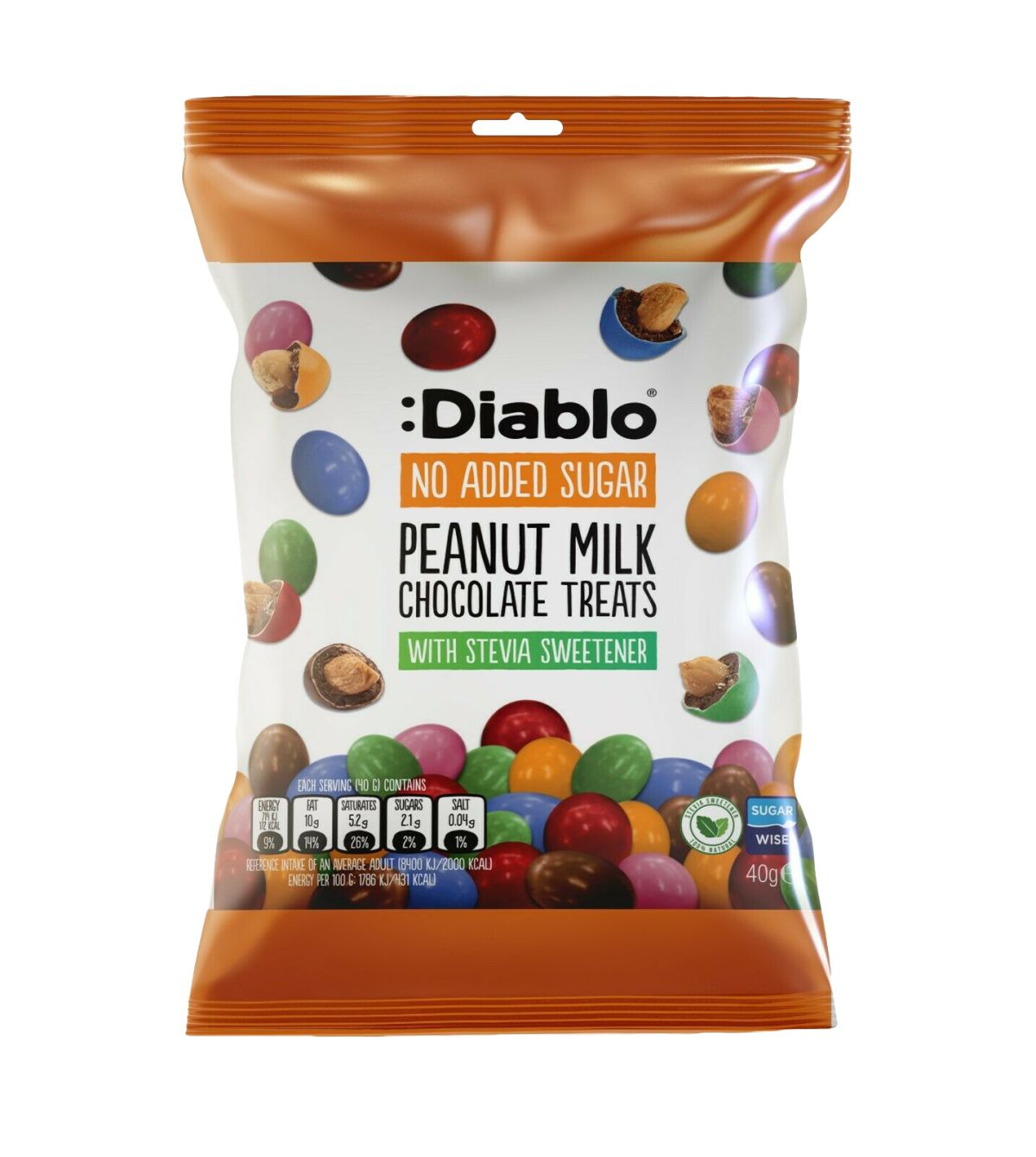 Diablo No Added Sugar Peanut Milk Chocolate Treats 40g