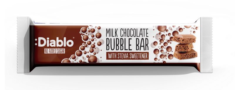 Diablo Barre de chocolat au lait sans sucre ajouté avec stévia 30g