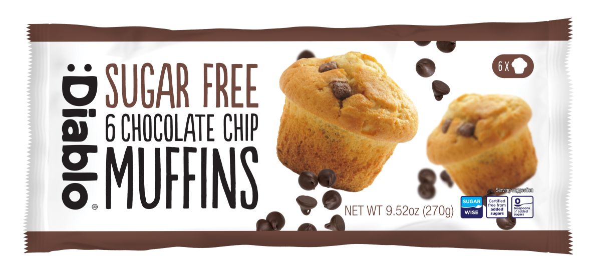Diablo Suikervrij 6 Chocolade Chip Muffins 270g