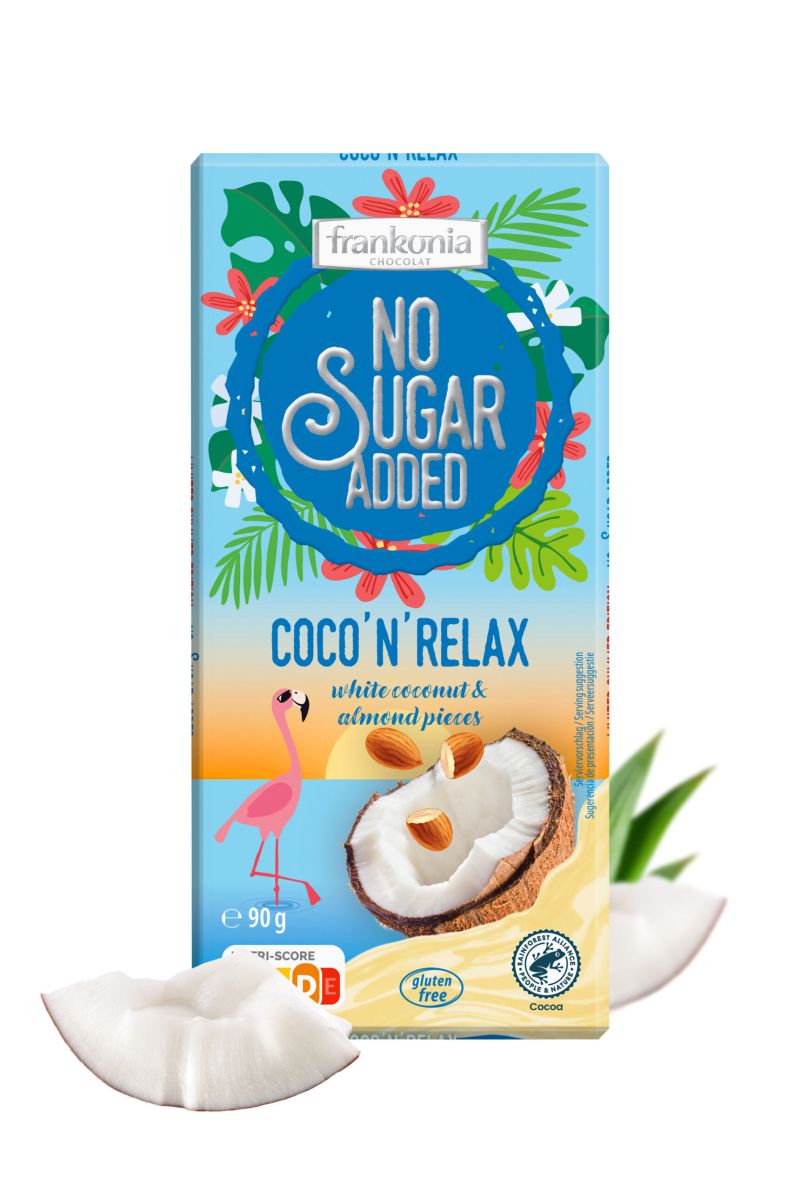 Frankonia No Sugar Added Coco´ N´ Relax White Coconut & Almond Pieces Chocolate 90g