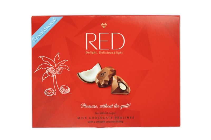 RED Milk Chocolate Pralines with Coconut Filling 132g
