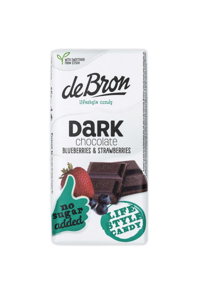 De Bron Dark Chocolate Blueberries & Strawberries 85g